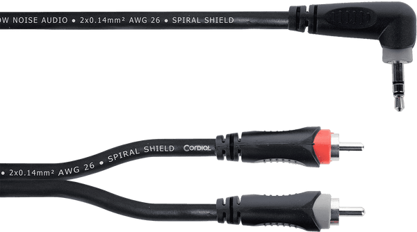 Cordial Câble Y Bretelle Mini-jack Stéréo Coudé / 2 RCA 1,5 M