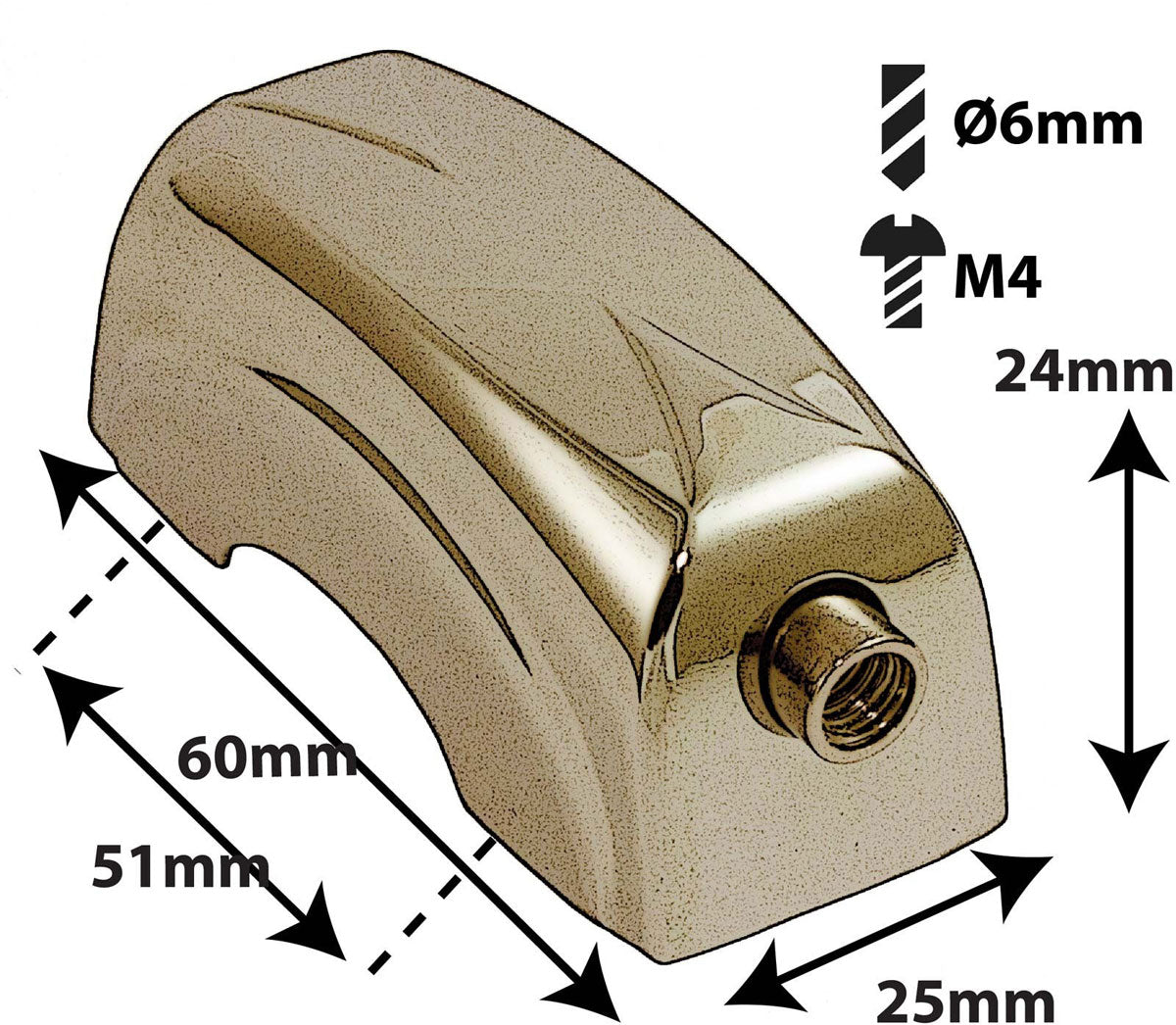 L19SD-BR - Coquille Caisse Claire - 51mm Doré (x1)
