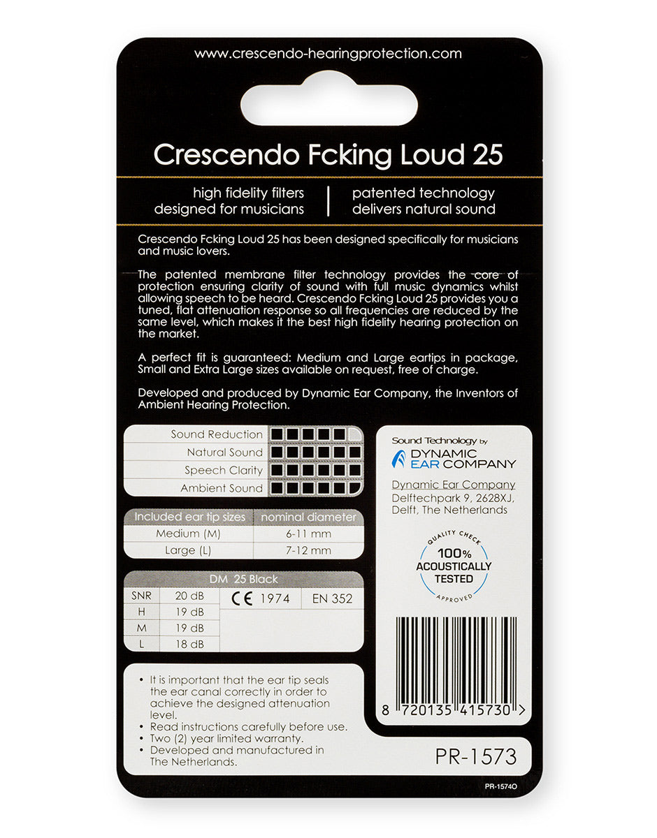 Pro Fcking Loud 25 - Filtres Auditifs - SNR 20DB