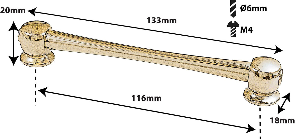 TL11D116-BR Coquille Tube 116mm Doré Double Tirant X1