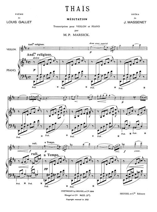 Massenet - Meditation De Thais - Violon & Piano