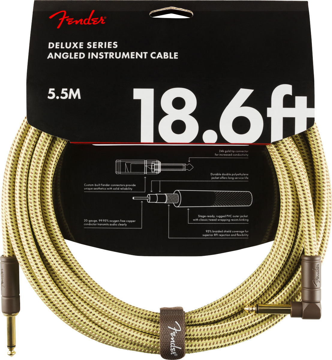 5,5m Deluxe Instrument Cable Straight/angle Tweed