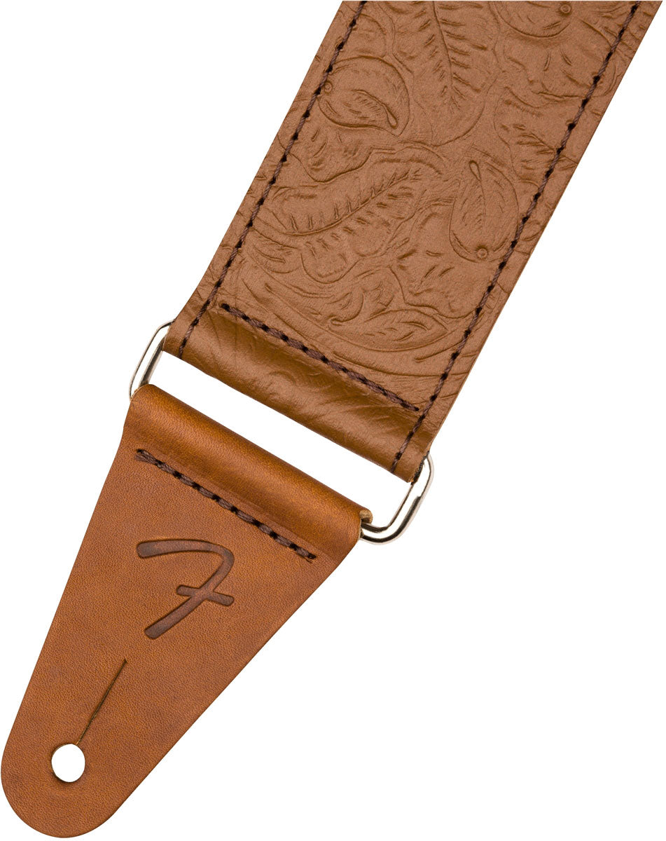 Tooled Leather Guitar Strap 2 Brown