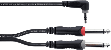Câble Y Bretelle Mini-jack Stéréo Coudé / 2 Jacks Mono 3 M