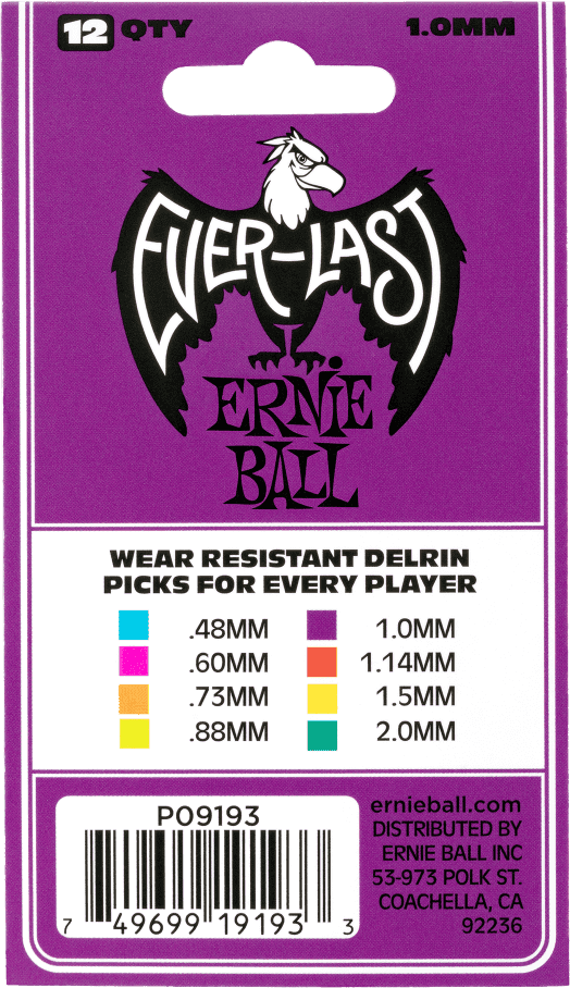Médiators Everlast Sachet de 12 Violet 1mm