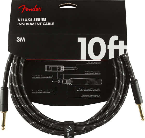 Fender 3m Deluxe Instrument Cable Black Tweed