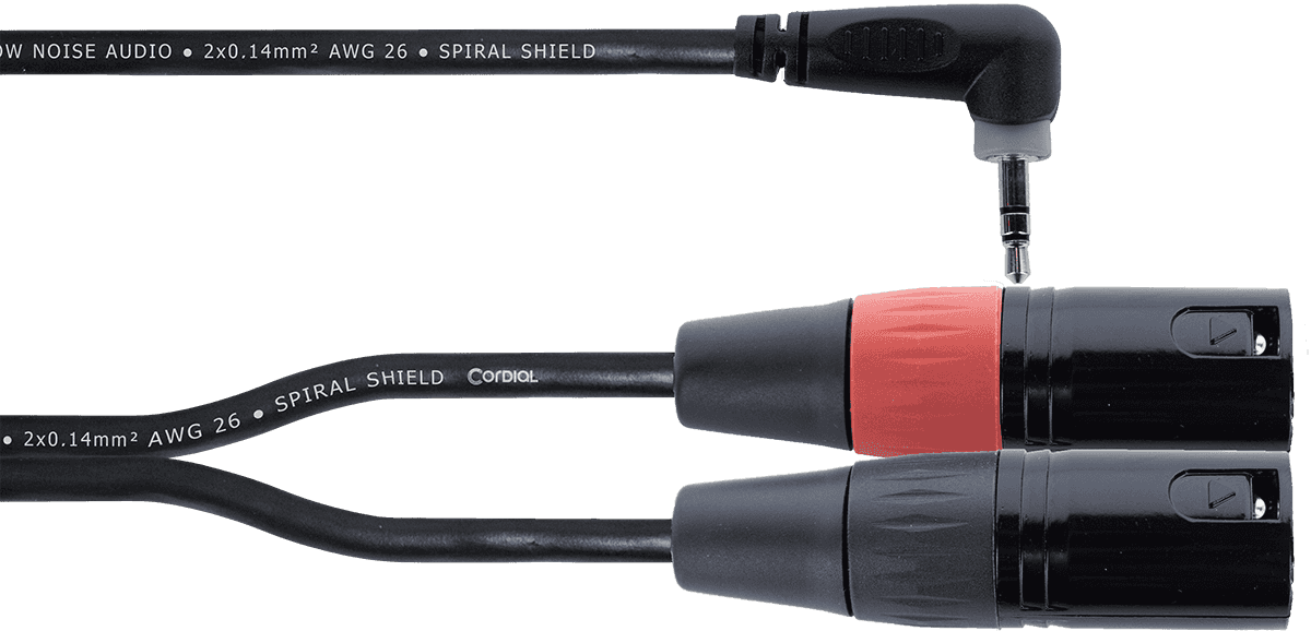 Câble Y Bretelle Mini-jack Stéréo Coudé / 2 XLR Mâle 3 M