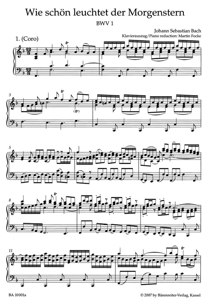 J.S. - Wie Schon Leuchtet Der Morgenstern Cate Bwv 1 - Ch Piano