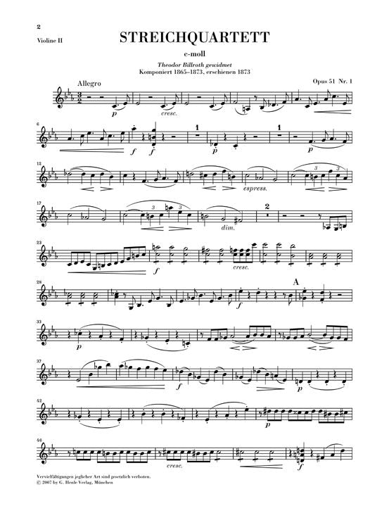 Brahms J. - String Quartets In C Minor And A Minor Op. 51