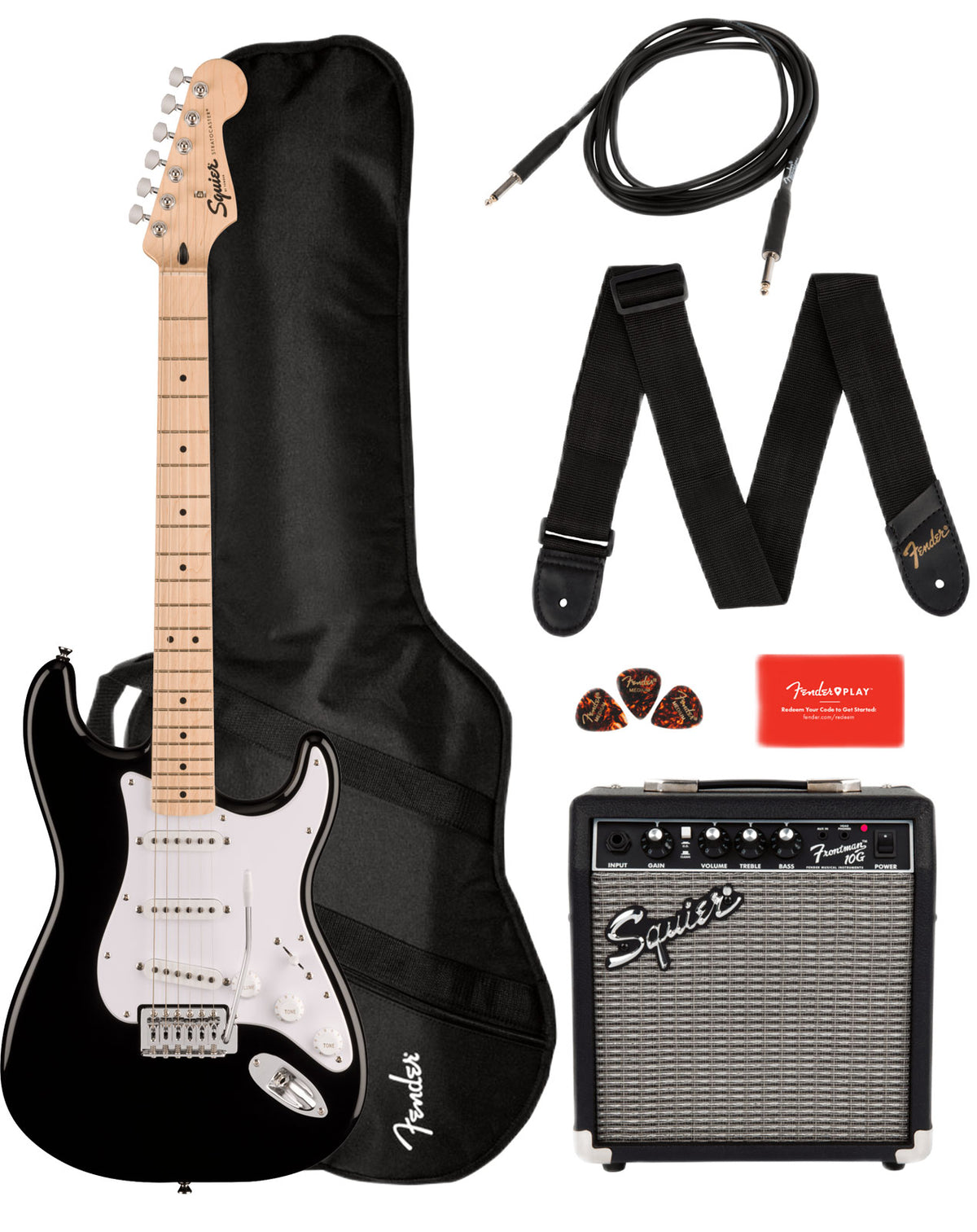 Stratocaster Sonic Pack MN Black