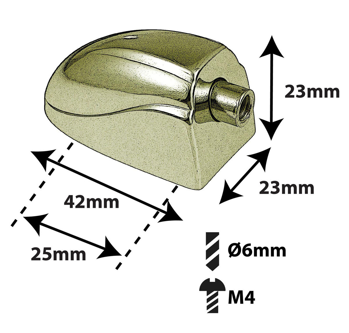 L20SDTT-BR Coquille Caisse Claire Tom 25mm Doré X1