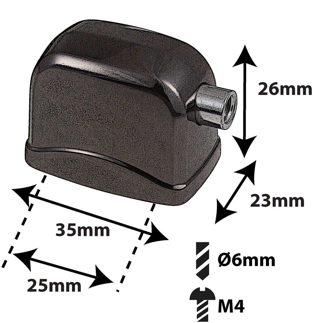 L17BD-BK - Coquille Grosse Caisse - 25mm Noir (X1)