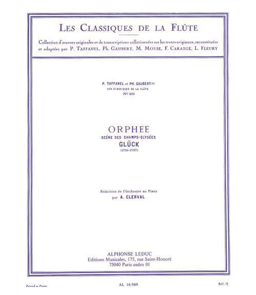 Hamelle Editeurs Gluck - Orphee - Scene Des CHAMPS-elysees