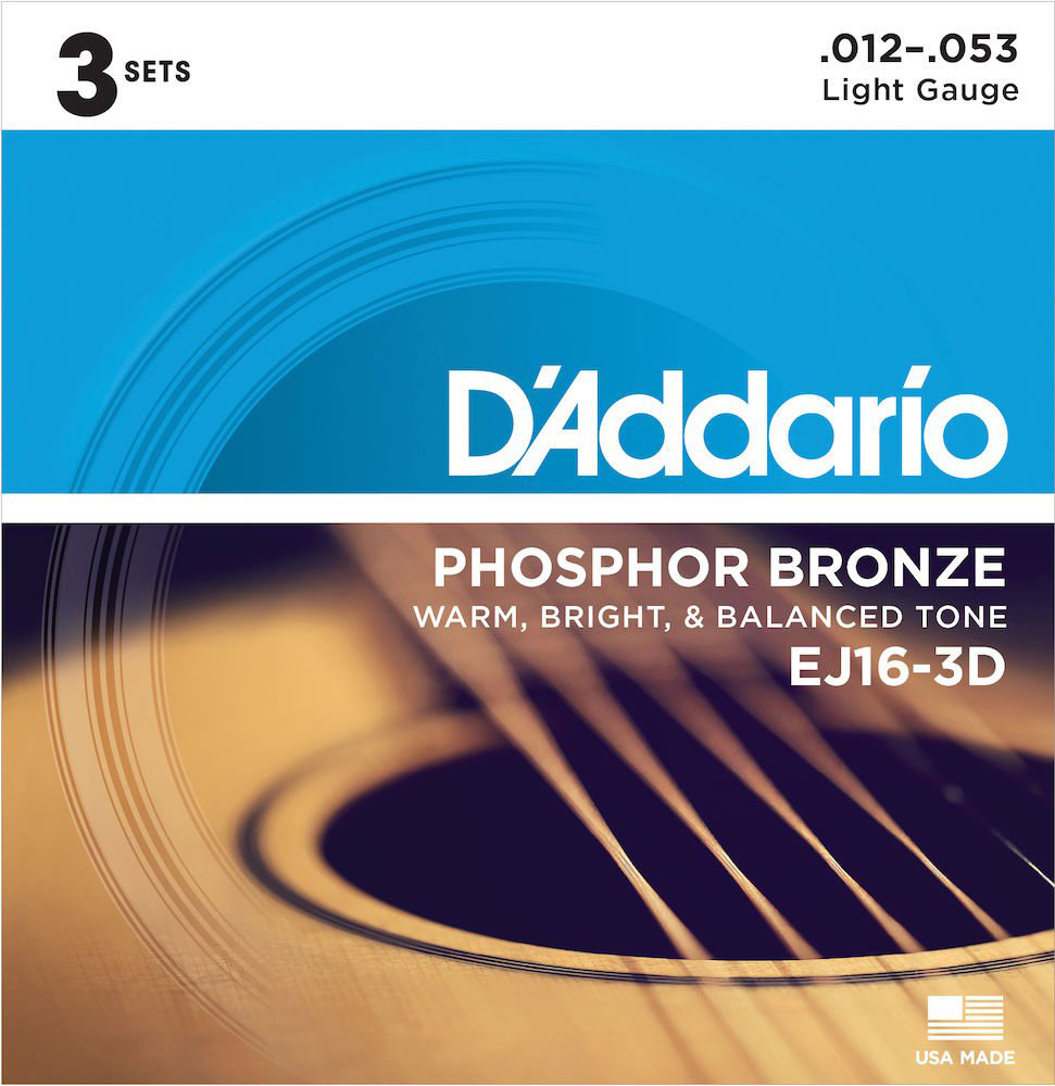 D'ADDARIO EJ16 Pack de 3 Phosphor Bronze Light 12-53