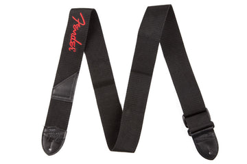 2" Black Poly Strap W/ Red Logo