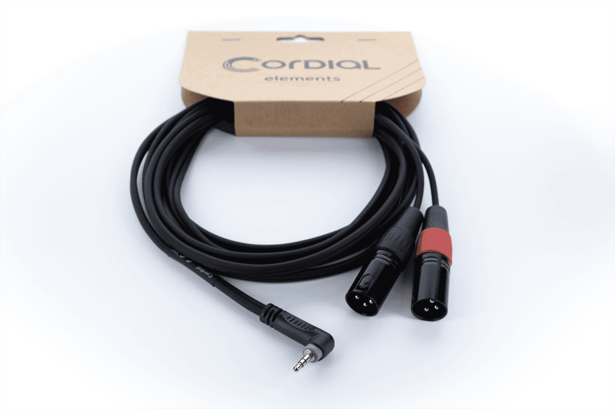 Câble Y Bretelle Mini-jack Stéréo Coudé / 2 XLR Mâle 3 M