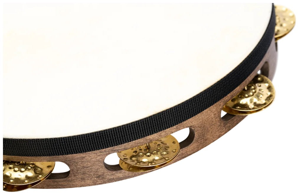 TAH1VWB - Tambourin Vintage Bois Avec Peau - Cymbalettes laiton