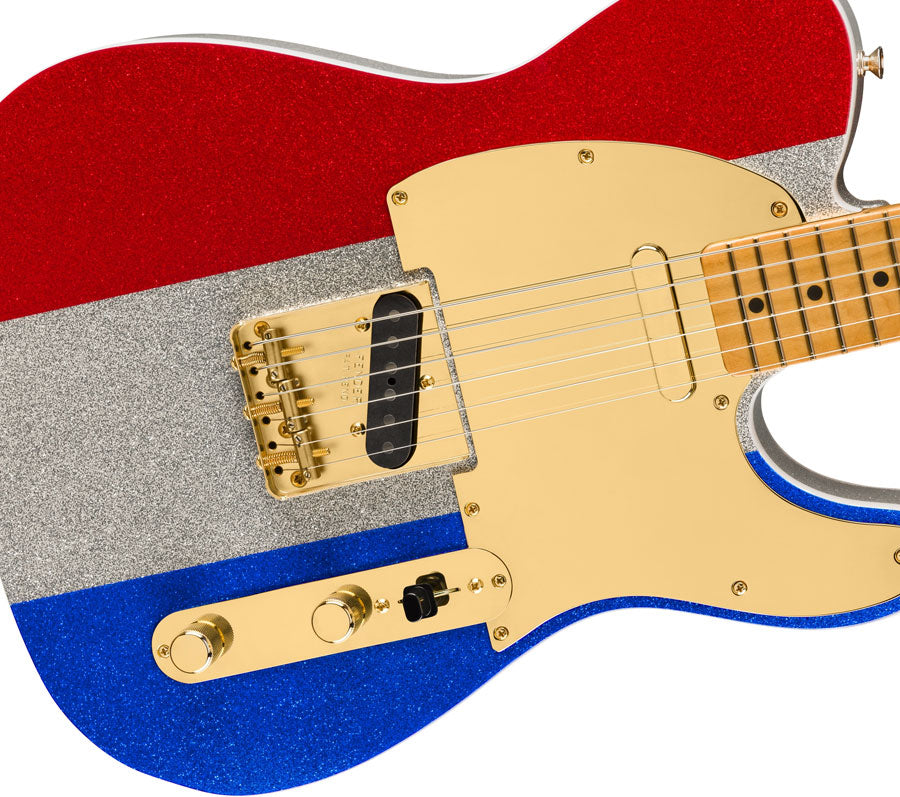 Telecaster Signature Buck Owens Mn Red Silver Blue Sparkle