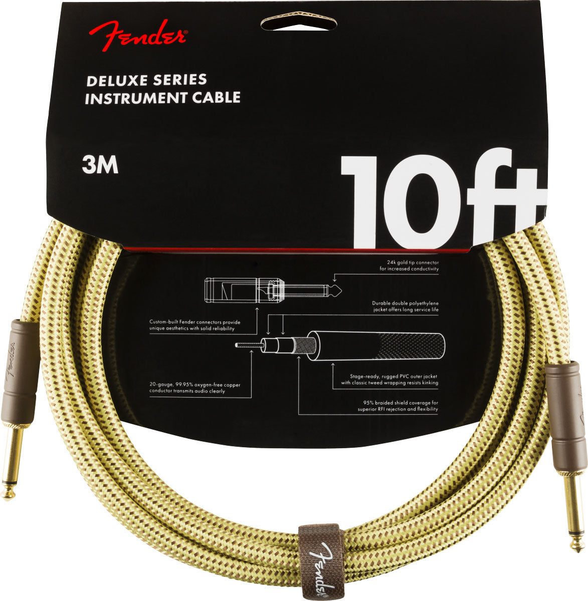 Fender 3m Deluxe Instrument Cable Tweed