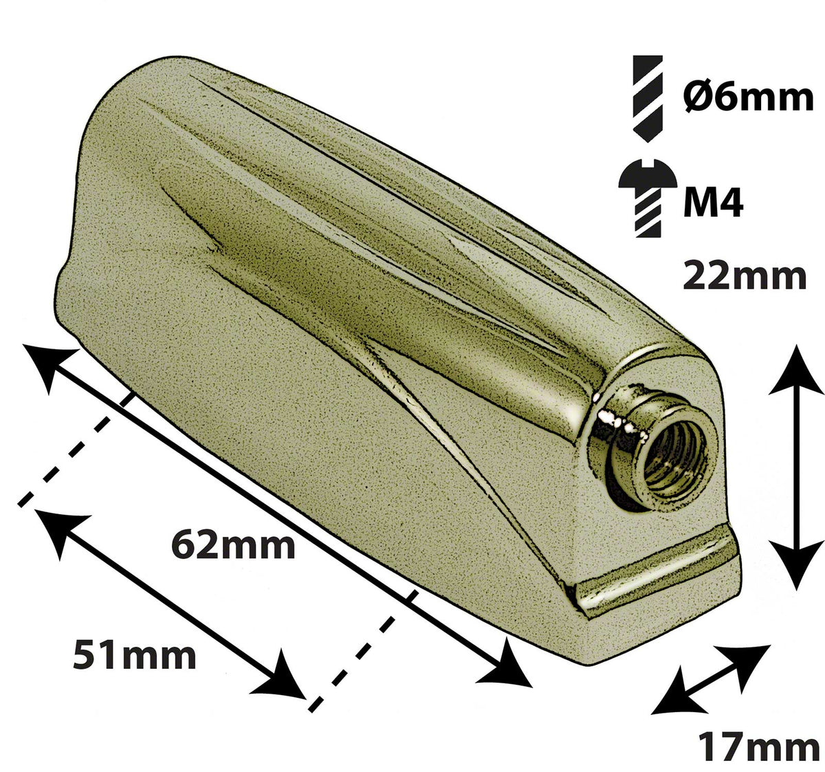 L6SD-BR - Coquille Caisse Claire - 51mm Dorée (X1)
