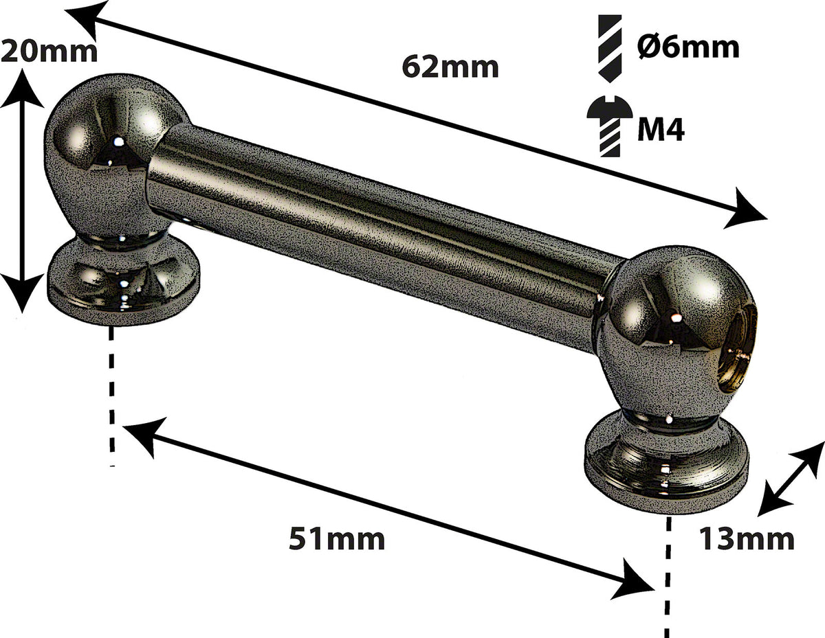 TL1D51-Bk Coquille Tube 51mm Noir Double Tirant (X1)