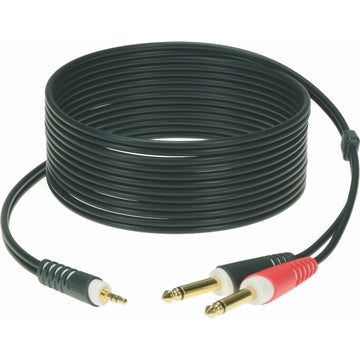 CABLE Y NOIR 2M MINI JACK 3P - 2X JACK 2P CONTACT EN OR