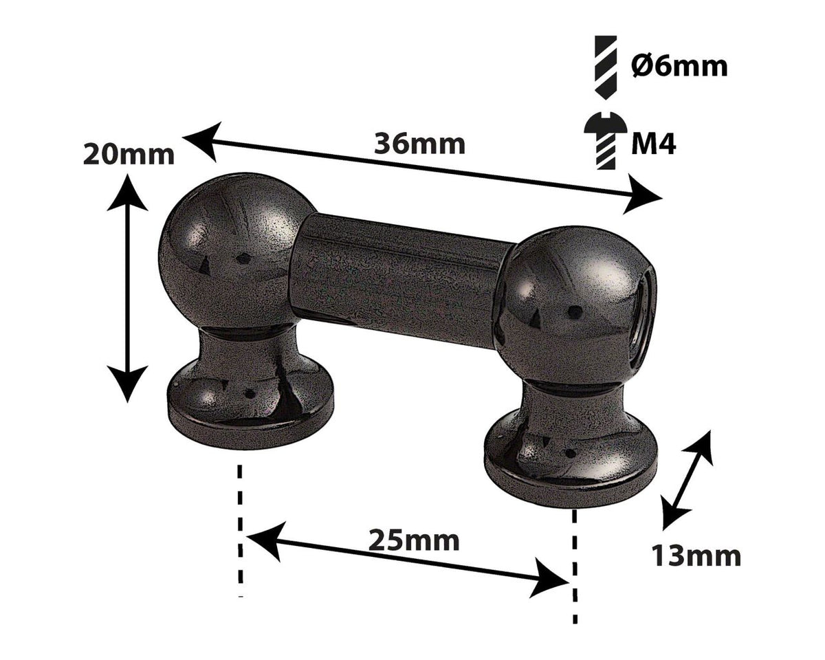 TL12S25-Bk Coquille Tube 25mm Noir Mono Tirant (X1)