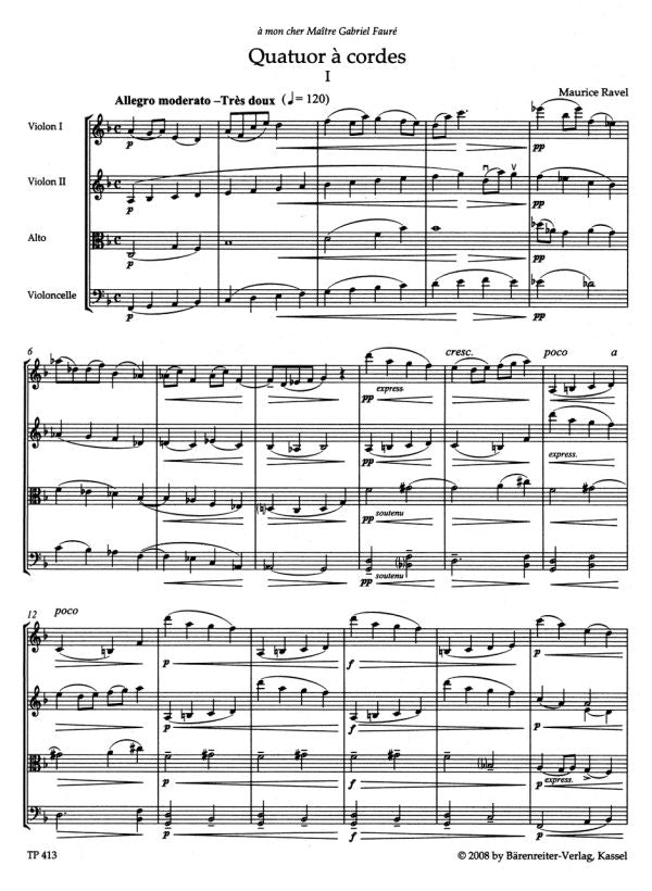 Ravel Maurice - Quatuor A Cordes - Score