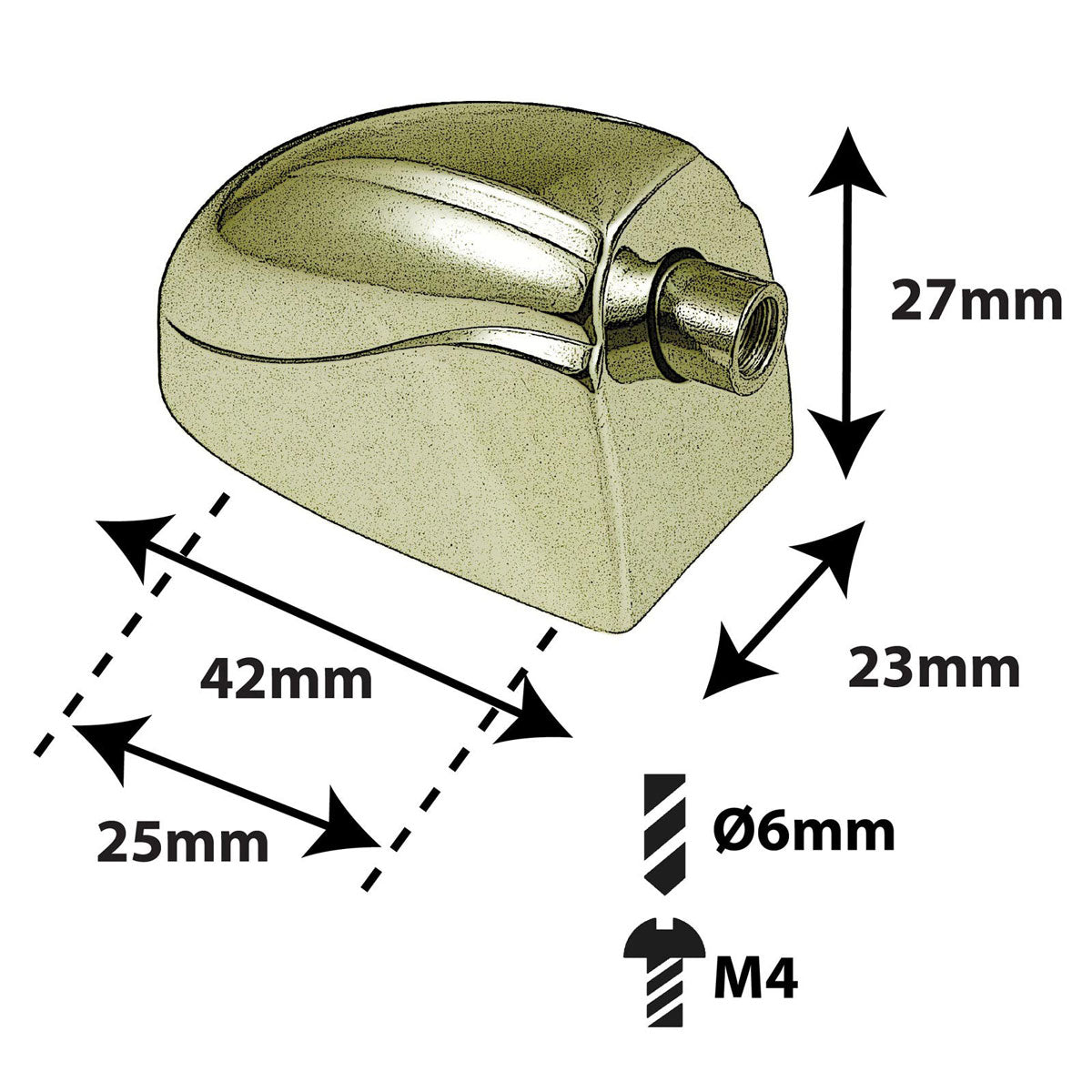 L20BD-BR Coquille Grosse Caisse 25mm Doré X1