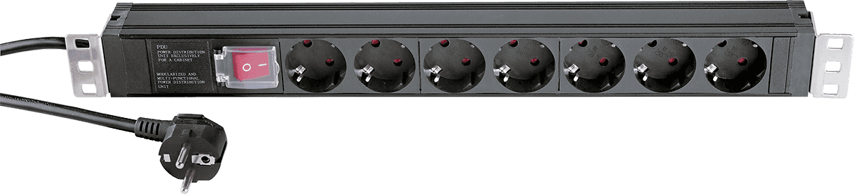 K&M Multiprise Rackable 19" 230V 7 Prises + Inter.