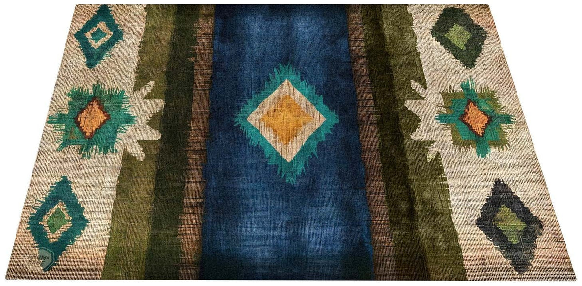 EART185-BLU - Tapis de Scène / Batterie Native American 1.85 x 1.60m Antidérapant - Bleu