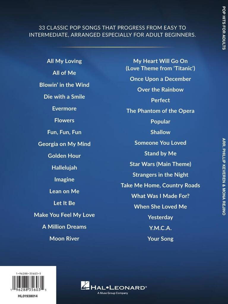 Pop Hits For Adult Piano