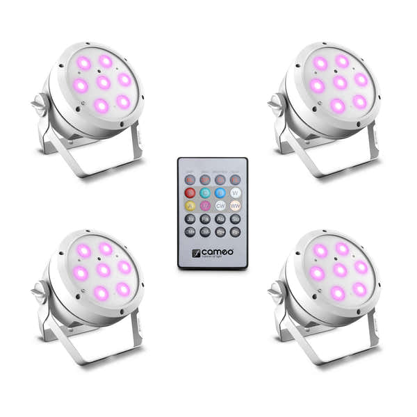 Cameo Root Par 4 WH Set 1 - Set Compos De 4 X CLROOTPAR4wh Avec Tlcommande Infrarouge