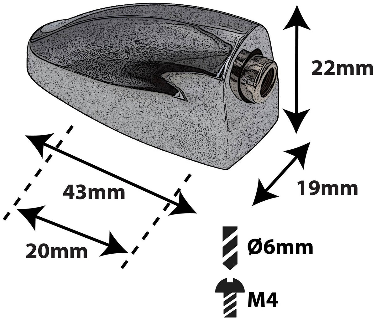 L25SDTT - Coquille Caisse Claire / Tom - 20mm (x1)