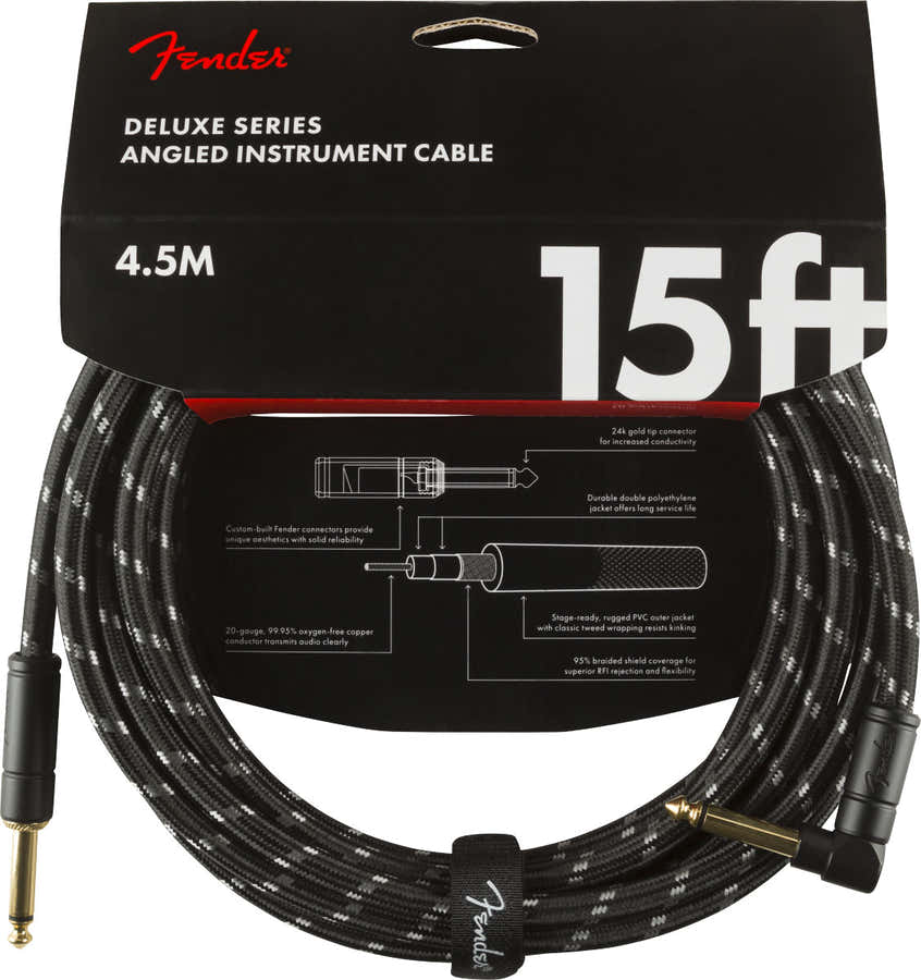 4,5m Deluxe Instrument Cable Straight/Angle Black Tweed