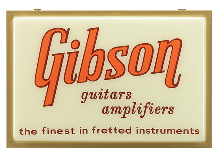 Enseigne Gibson Vintage Lighted Sign - Guitars & Amplifiers Sign
