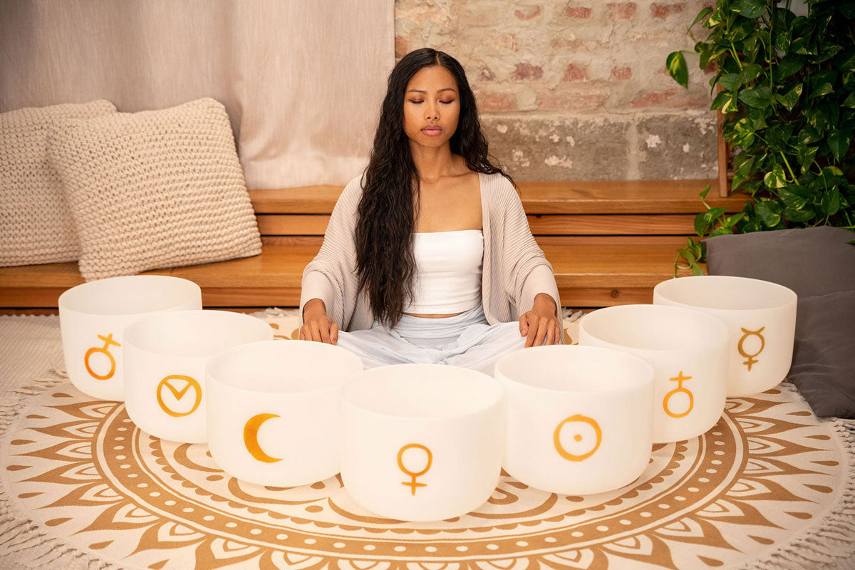 Set Singing Bowl Sonic Energy Cristal 12