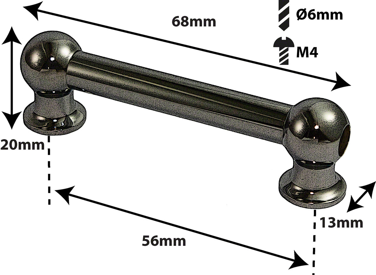 TL1D56-Bk Coquille Tube 56mm Noir Double Tirant (X1)