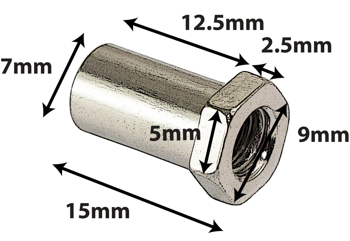 SN-HE-15B Cheminée 15mm Tête Hexagonale Laiton (X4)