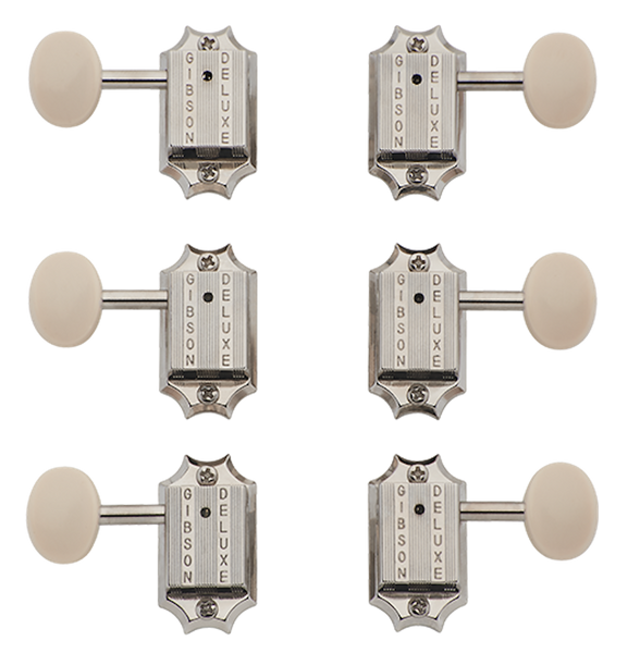 Deluxe White Button Tuner Set Vintage Nickel