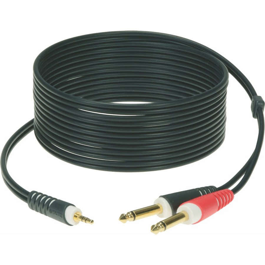 Cable Y Noir 3M Mini Jack 3P - 2X Jack 2P Contact en Or