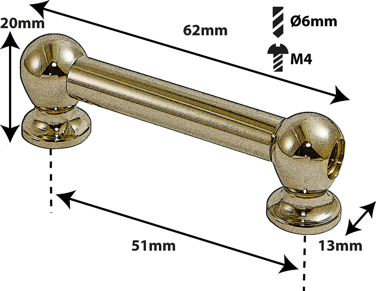 TL1D51-BR Coquille Tube 51mm Dorée Double Tirant (X1)