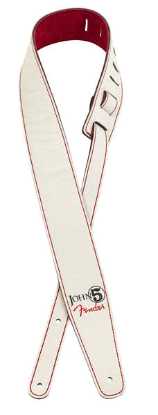 Fender John 5 Leather Strap White And Red