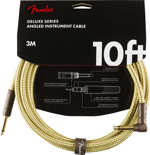 Fender 3m Deluxe Instrument Cable Straight/angle Tweed