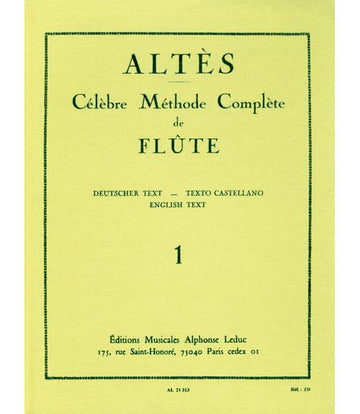 Altes - Methode De Flute Traversiere Vol. 1 (parties 1 et 2)