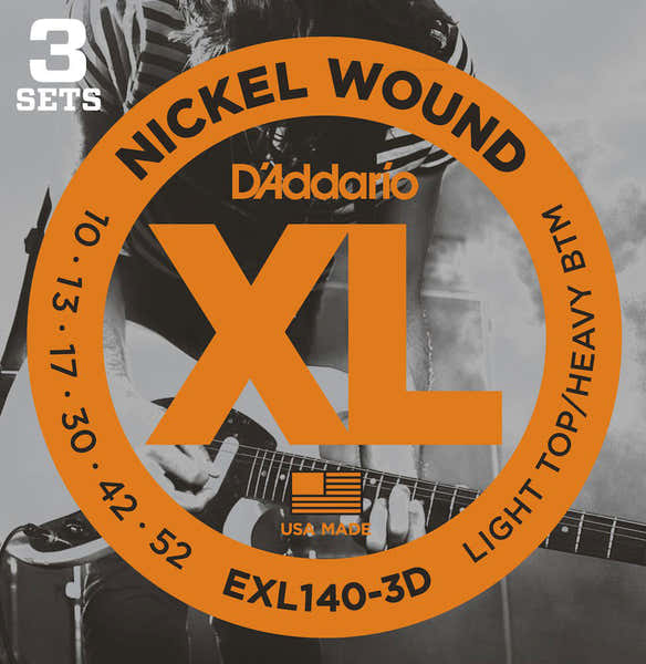 EXL140-3d Nickel Wound Light Top/heavy BTM Pack de 3