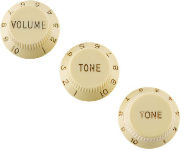 Strat Knobs Aged White (Volume Tone Tone) (3) Lhed