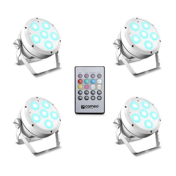 Cameo Root Par 6 WH Set 1 - Set Compos De 4 X CLROOTPAR6wh Avec Tlcommande Infrarouge