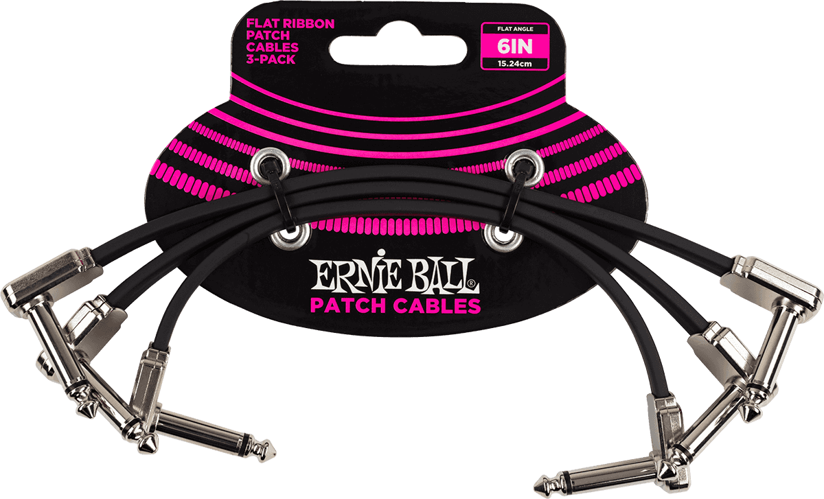 Cables Instrument Patch Pack de 3 - Coudé Fin & Plat - 15 CM
