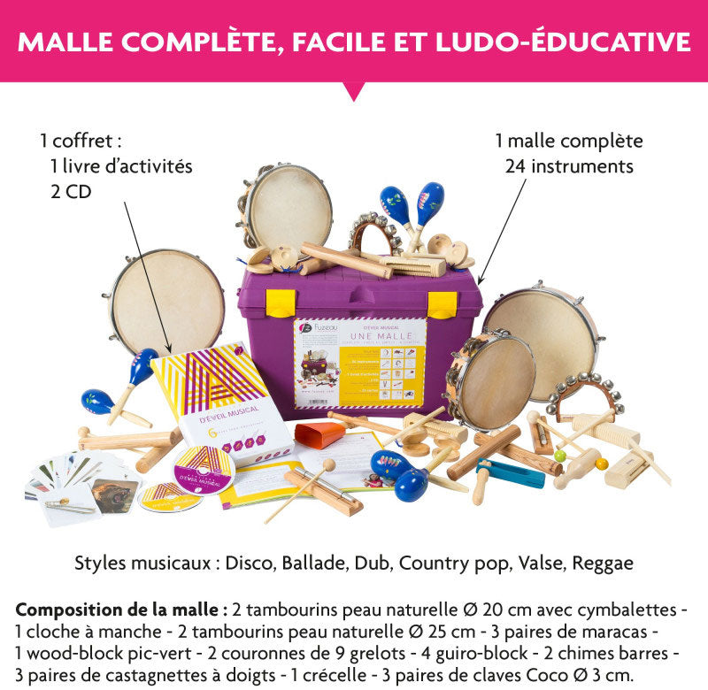 Malle Ateliers D'eveil Musical Jaune Melodique 24 instruments